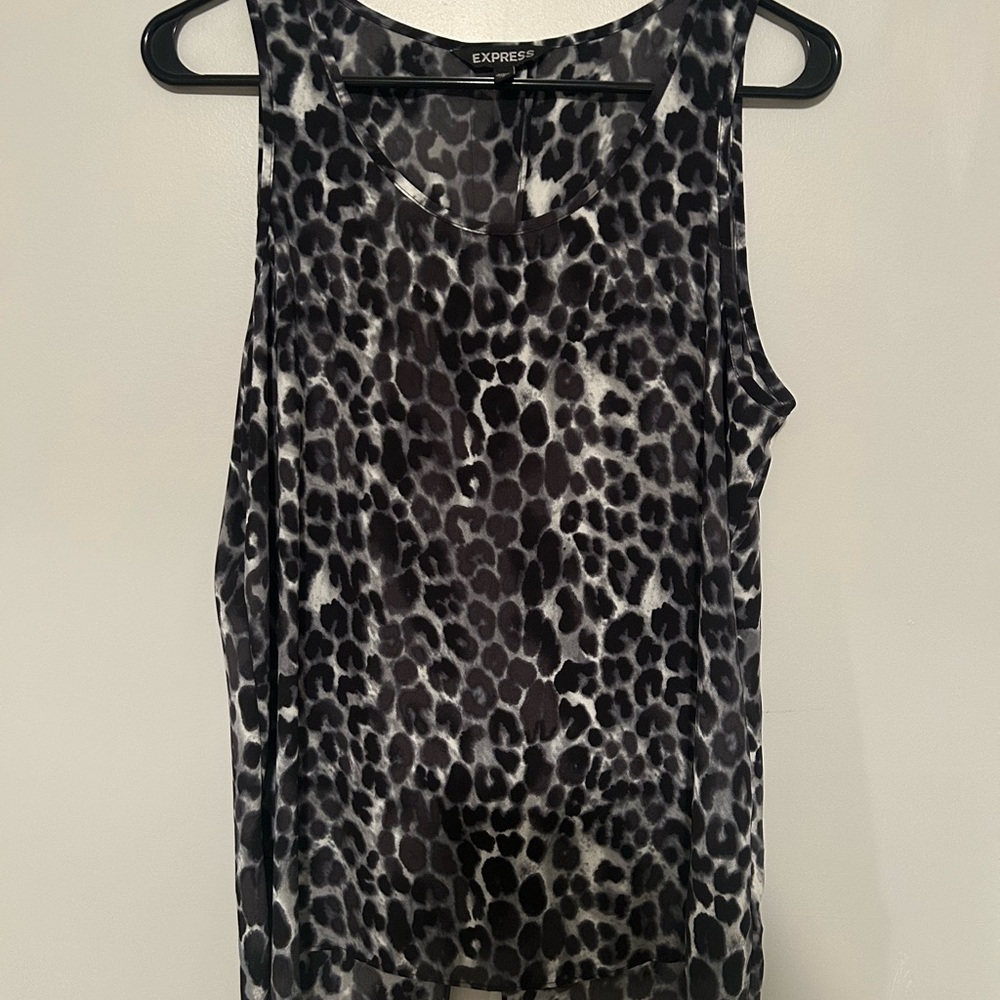 Express Black and White Animal Print Tank Top